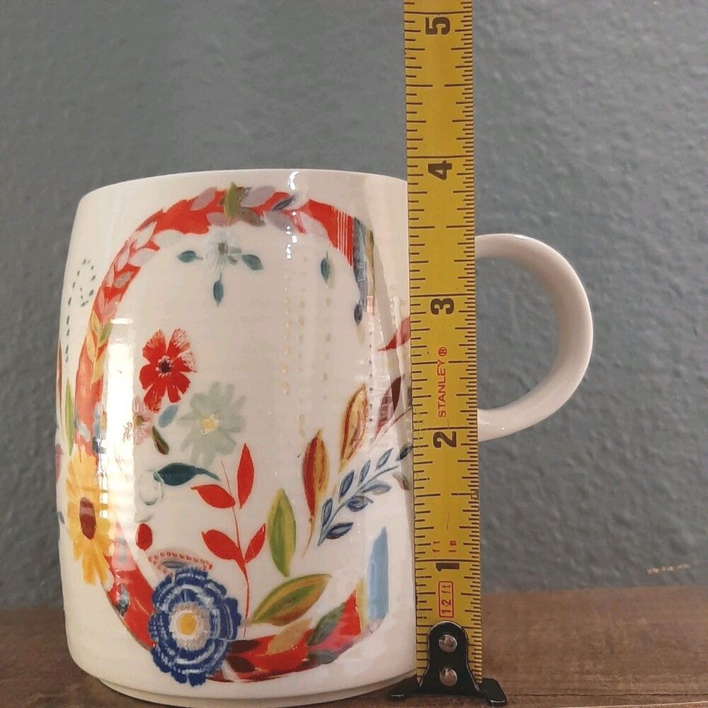 Anthropologie Starla M. Halfmann Petal Palette Floral Coffee Initial "C" Mug Cup - Picture 2 of 6